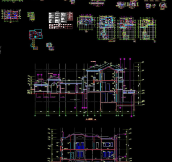 欧式别墅建筑施工CAD图纸