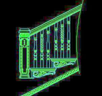 木楼梯、铁艺楼梯、旋转楼梯、现代式楼梯、楼梯扶手CAD图块27