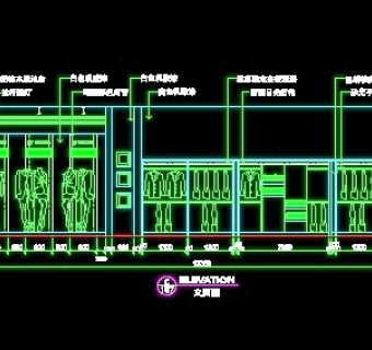 鞋帽店、服装店橱窗门面实例cad详图、装修施工图纸25例-10