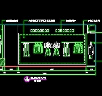 鞋帽店、服装店橱窗门面实例cad详图、装修施工图纸25例-33