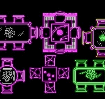 餐桌图块cad家具图块2