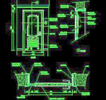 单扇门详图、双扇门详图、木做门套-cad门图块4