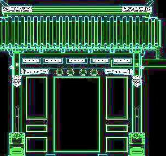 中式垂花门、中式屏门-cad门图块素材1