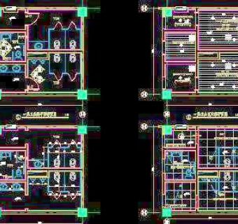 一层急诊卫生间平面,天花,隔断,地面铺装布置图-门诊、急诊楼装修CAD施工图
