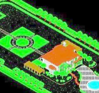 cad全三维别墅景观设计图