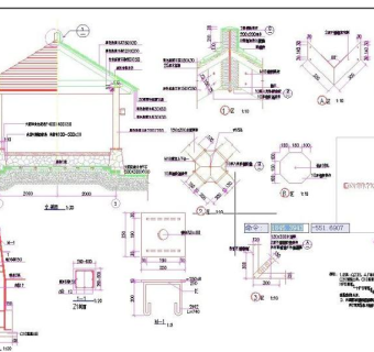 园林防腐木亭子CAD施工详图