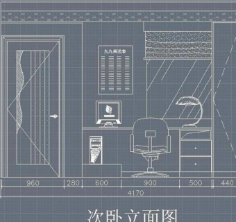 家装次卧CAD立面图纸