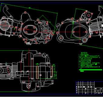 发动机装配图与外形图CAD图纸