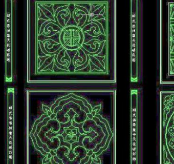 中式彩画CAD图块明式天花板彩画