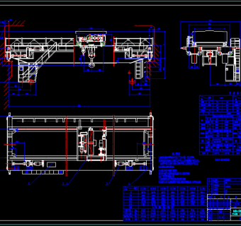 QD型吊钩桥式起重机总图CAD图纸