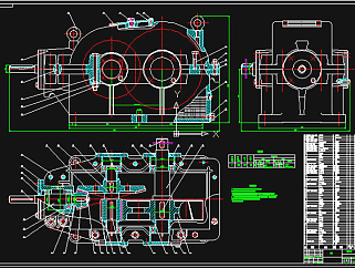 圆锥圆柱齿轮减速器总装图CAD图纸