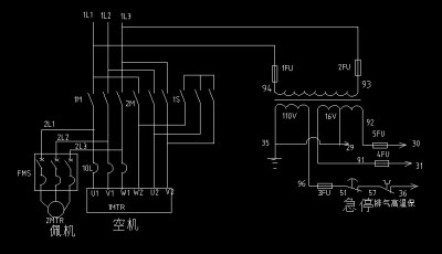 空压机电气控制图CAD图纸