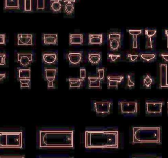 建筑CAD常用千种图块之厕所用具