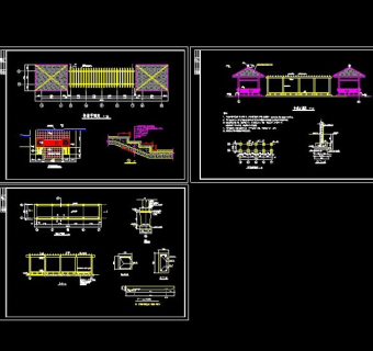 双亭廊cad设计施工图纸