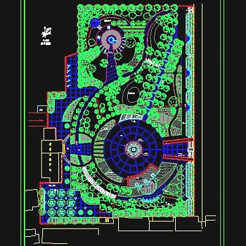 城市公园绿化cad总平面施工设计图