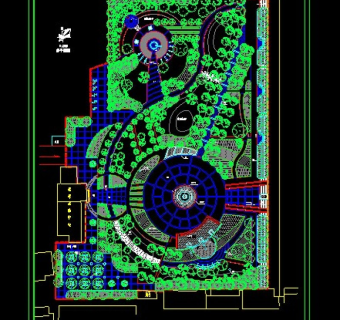城市公园绿化cad总平面施工设计图