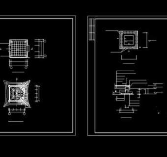 古代建筑四角亭cad设计施工图纸