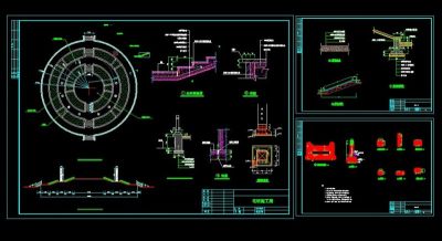 大型圆形花坛cad设计施工图纸