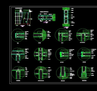 单层石膏板隔墙系统节点CAD设计图