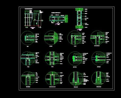 单层石膏板隔墙系统节点CAD设计图