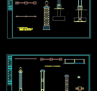 厂区两款围墙CAD设计施工图纸