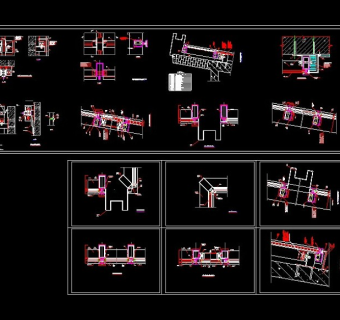 阳面明框玻璃幕墙cad施工设计cad图