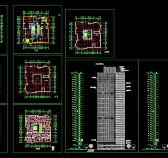 某高层点式住宅楼CAD平立面图纸