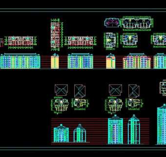高层住宅建筑外立面及平层CAD施工图