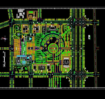 桂林市某行政办公中心规划cad总平面图