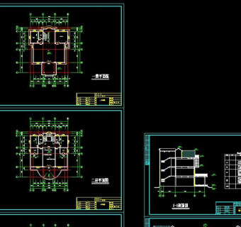 某小户型三层别墅cad建筑施工图