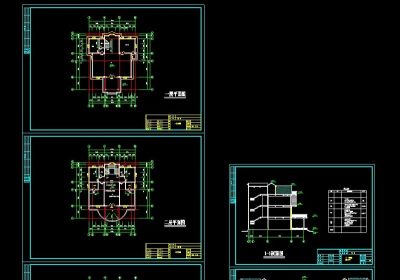 某小户型三层别墅cad建筑施工图