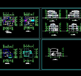 某二层带阁楼高档别墅cad设计施工图