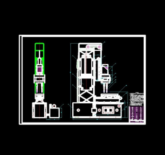 液压半自动多头钻床装配图CAD图纸