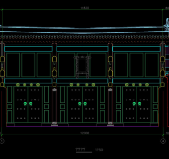 古建筑大门cad模块
