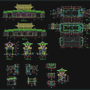 仿古山门建筑cad施工图