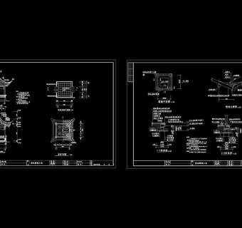 四角亭cad图纸