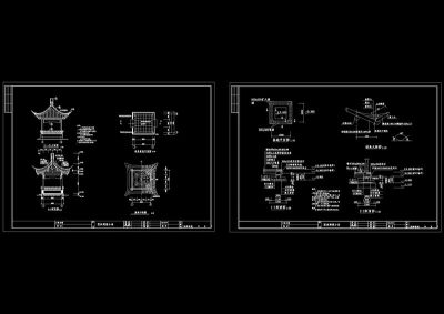 四角亭cad图纸