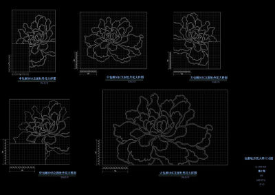 包厢牡丹花大样尺寸图cad图纸