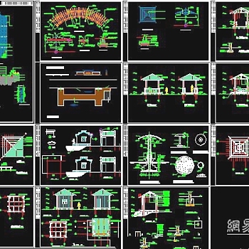 亭廊楼阁景观小品CAD施工详图