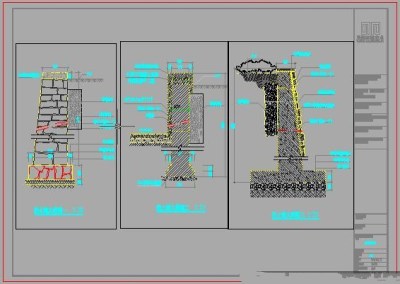 三套景观挡墙做法CAD施工大样详图3D模型