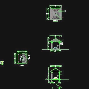 景观四角木亭CAD施工详图大样图