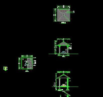 景观四角木亭CAD施工详图大样图