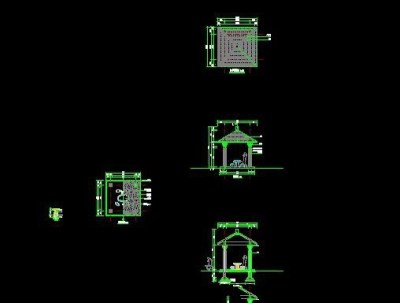 景观四角木亭CAD施工详图大样图