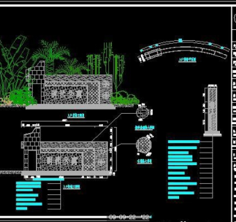 特色景墙CAD施工详图