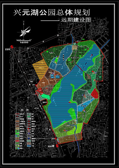 兴元湖公园总体规划cad图纸