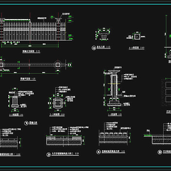 园林式围墙详细施工图cad图纸