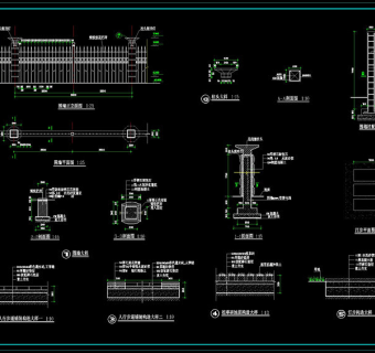 园林式围墙详细施工图cad图纸