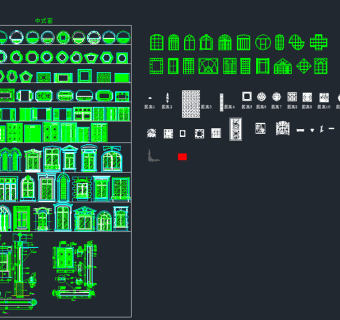 中式欧式窗花cad施工图