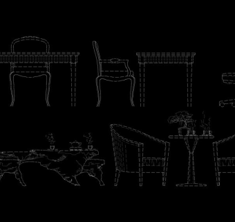 休闲桌椅cad图纸