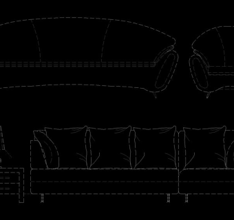 沙发立面cad图块
